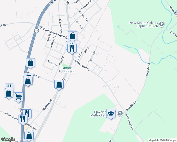map of restaurants, bars, coffee shops, grocery stores, and more near 3428 County Road 603 in Exmore