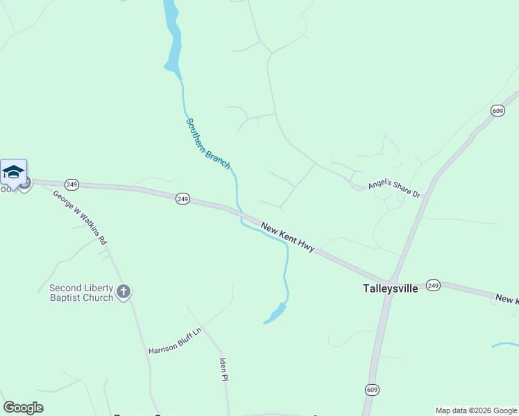 map of restaurants, bars, coffee shops, grocery stores, and more near 8587 Barrique Road in New Kent