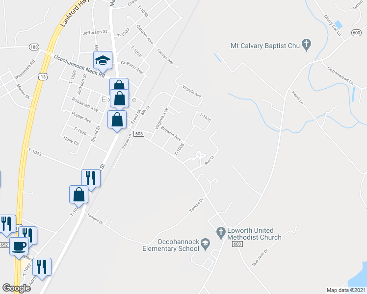 map of restaurants, bars, coffee shops, grocery stores, and more near 3405 T-1006 in Exmore