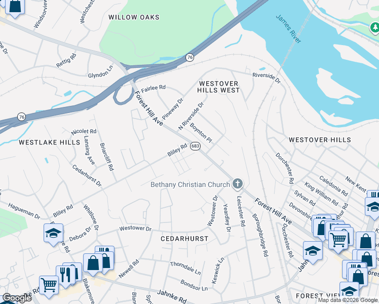 map of restaurants, bars, coffee shops, grocery stores, and more near in 