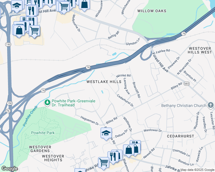 map of restaurants, bars, coffee shops, grocery stores, and more near 1921 Netherwood Road in Richmond