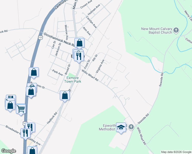 map of restaurants, bars, coffee shops, grocery stores, and more near 3428 County Road 603 in Exmore