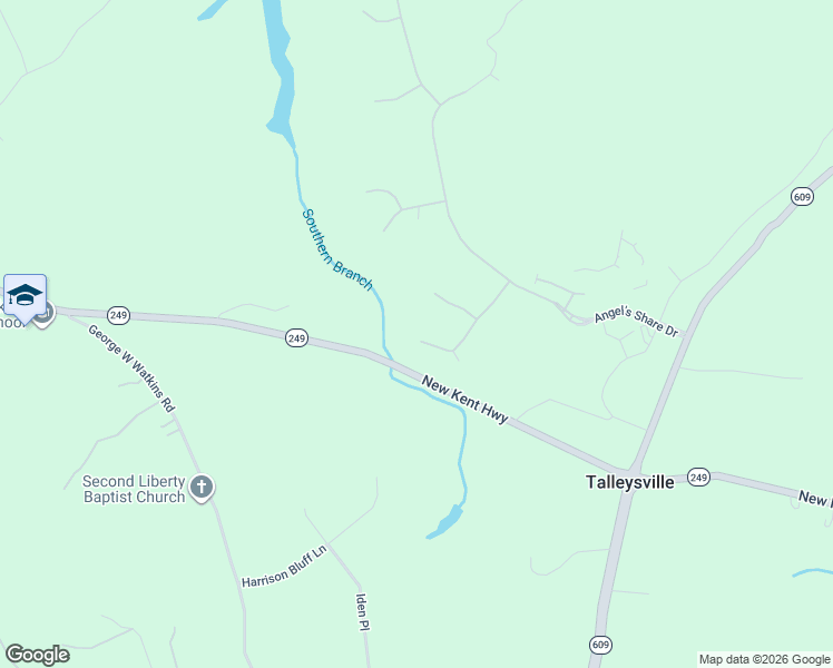 map of restaurants, bars, coffee shops, grocery stores, and more near 8587 Barrique Road in New Kent