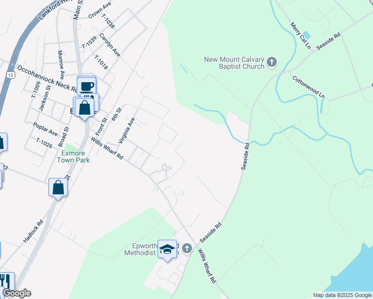 map of restaurants, bars, coffee shops, grocery stores, and more near 12374 Rue Court in Exmore