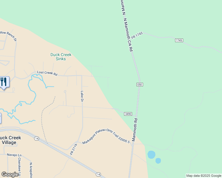 map of restaurants, bars, coffee shops, grocery stores, and more near 4030 Lodgepole Circle in Duck Creek Village