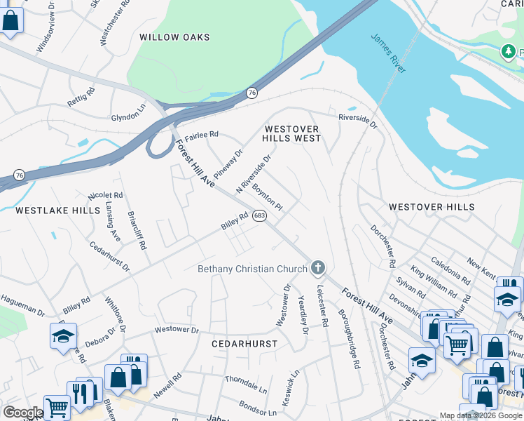 map of restaurants, bars, coffee shops, grocery stores, and more near in 