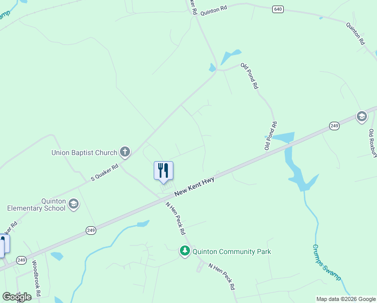 map of restaurants, bars, coffee shops, grocery stores, and more near Davis Glade Court in Quinton