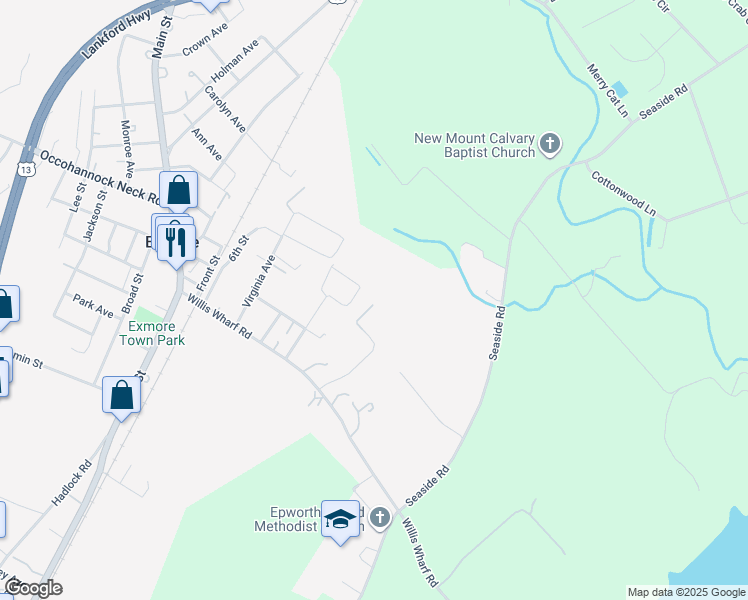 map of restaurants, bars, coffee shops, grocery stores, and more near 12374 Rue Court in Exmore