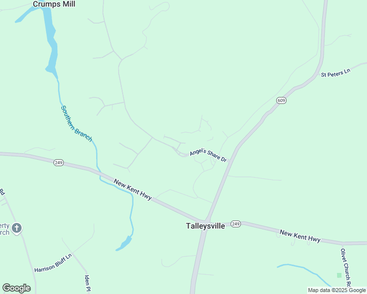 map of restaurants, bars, coffee shops, grocery stores, and more near 8619 Tempranillo Lane in New Kent