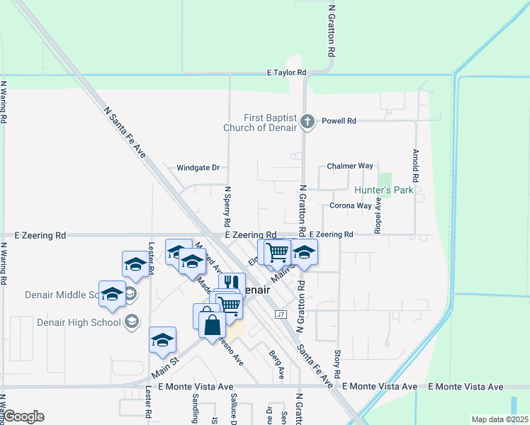 map of restaurants, bars, coffee shops, grocery stores, and more near 4020 Chica Avenue in Denair