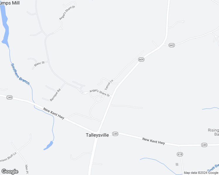 map of restaurants, bars, coffee shops, grocery stores, and more near 8869 Angel's Share Drive in New Kent