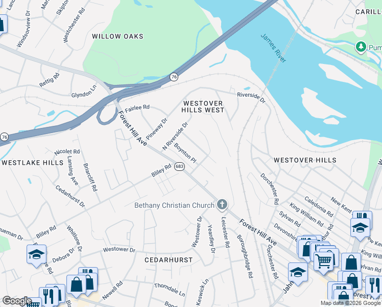 map of restaurants, bars, coffee shops, grocery stores, and more near in 