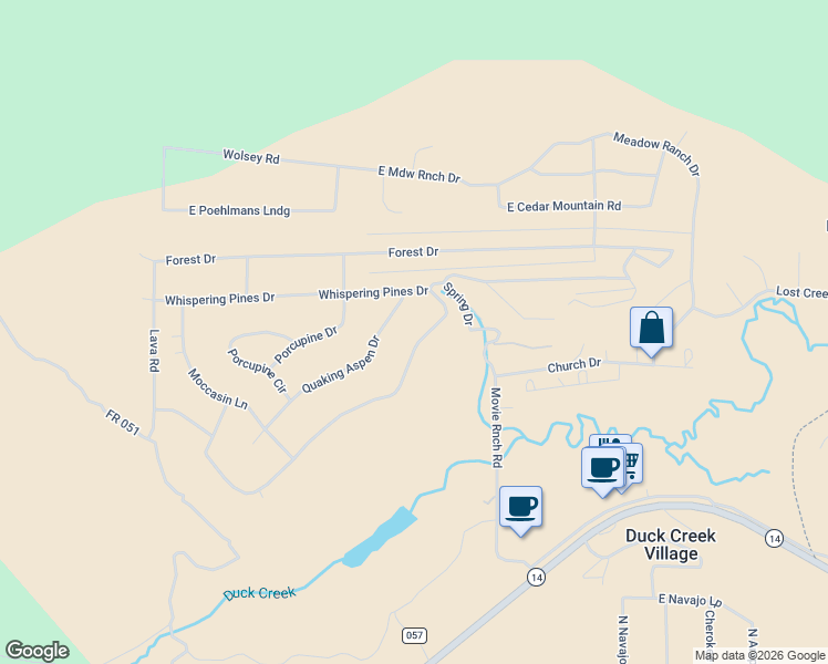 map of restaurants, bars, coffee shops, grocery stores, and more near 516 East Rim Road in Duck Creek Village