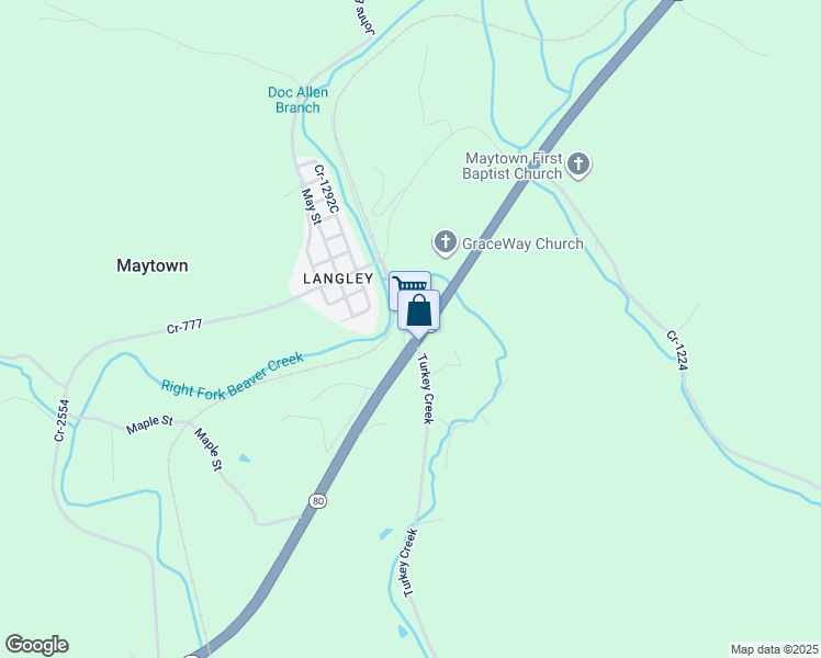 map of restaurants, bars, coffee shops, grocery stores, and more near Turkey Creek in Floyd County