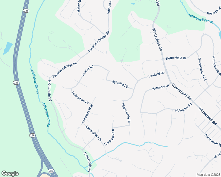 map of restaurants, bars, coffee shops, grocery stores, and more near 2818 Aylesford Drive in Midlothian