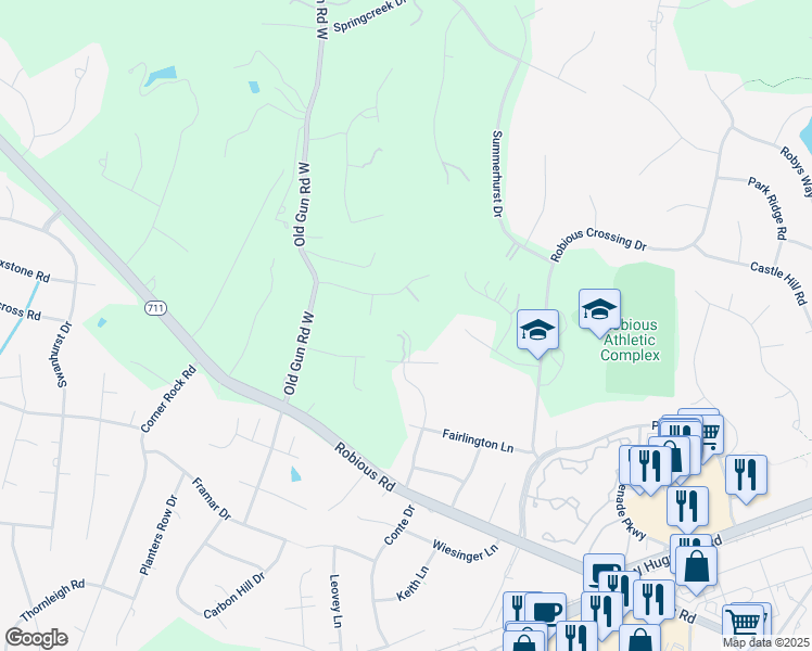 map of restaurants, bars, coffee shops, grocery stores, and more near 11940 Silbyrd Drive in Midlothian