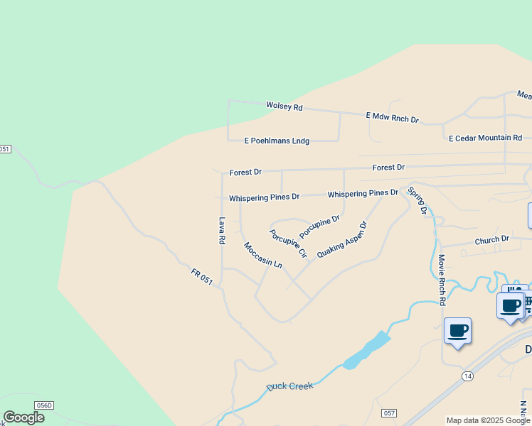 map of restaurants, bars, coffee shops, grocery stores, and more near 4045 Porcupine Circle in Duck Creek Village