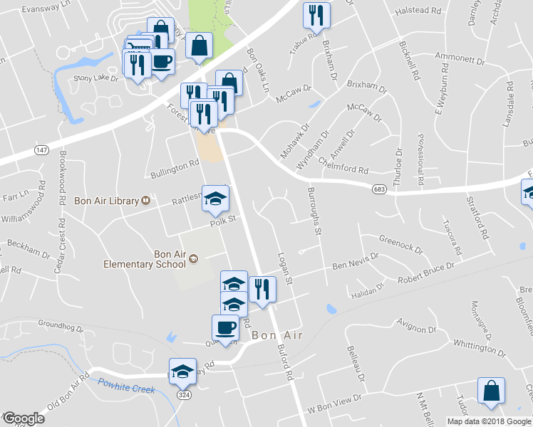 map of restaurants, bars, coffee shops, grocery stores, and more near 8731 Grand Summit Road in Richmond