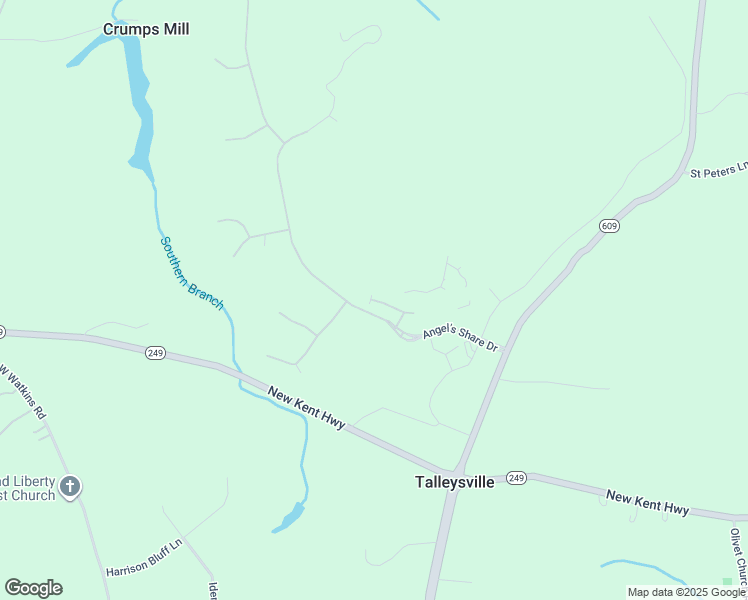 map of restaurants, bars, coffee shops, grocery stores, and more near 8869 Angel's Share Drive in New Kent