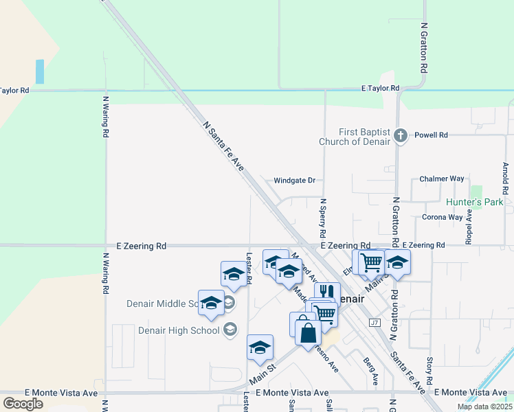 map of restaurants, bars, coffee shops, grocery stores, and more near 4200 Lester Road in Denair