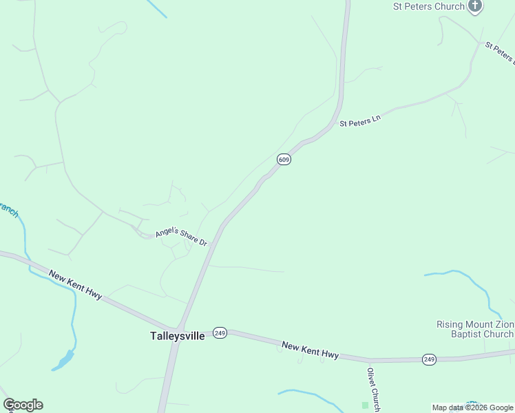 map of restaurants, bars, coffee shops, grocery stores, and more near 8557 Old Church Road in New Kent