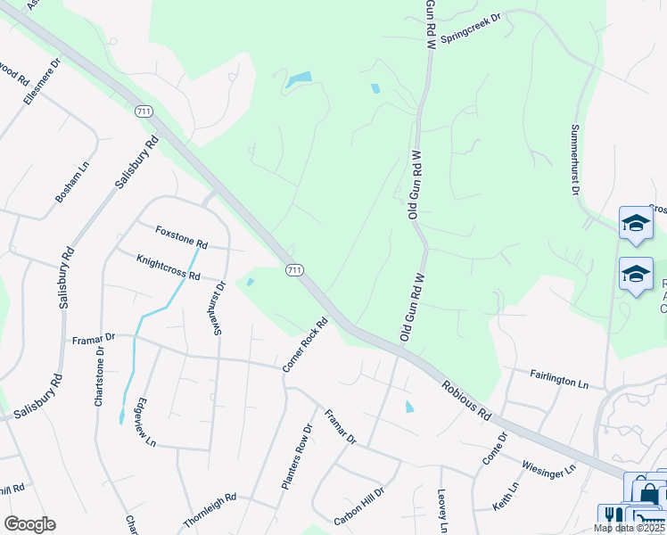 map of restaurants, bars, coffee shops, grocery stores, and more near 2710 London Park Drive in Midlothian