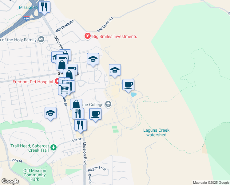 map of restaurants, bars, coffee shops, grocery stores, and more near 874-928 Witherly Lane in Fremont