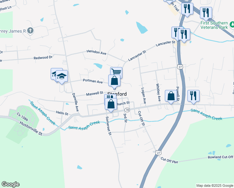 map of restaurants, bars, coffee shops, grocery stores, and more near in Stanford