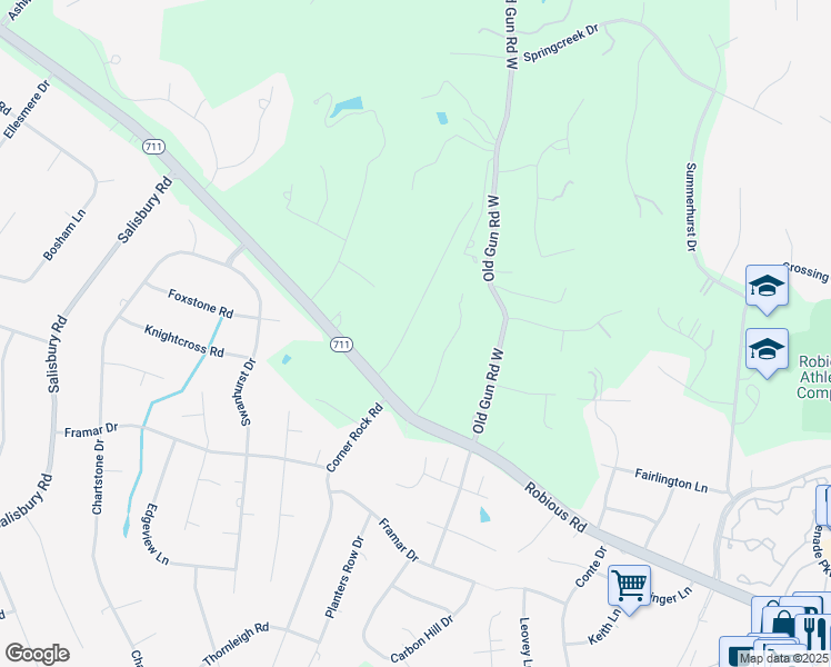 map of restaurants, bars, coffee shops, grocery stores, and more near 2723 London Park Drive in Midlothian