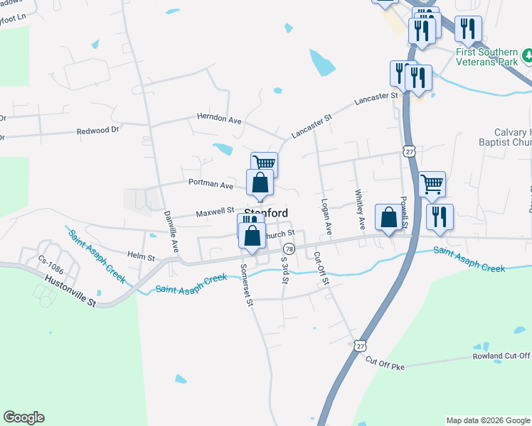 map of restaurants, bars, coffee shops, grocery stores, and more near in Stanford