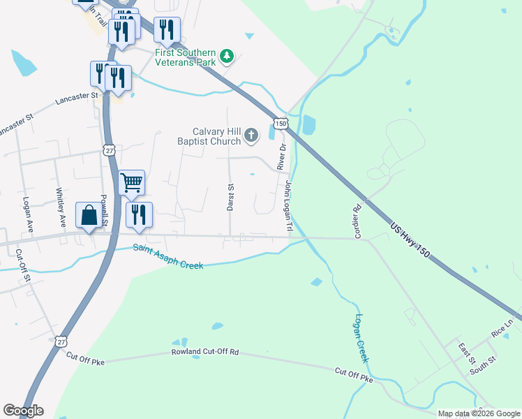 map of restaurants, bars, coffee shops, grocery stores, and more near 215 River Drive in Stanford