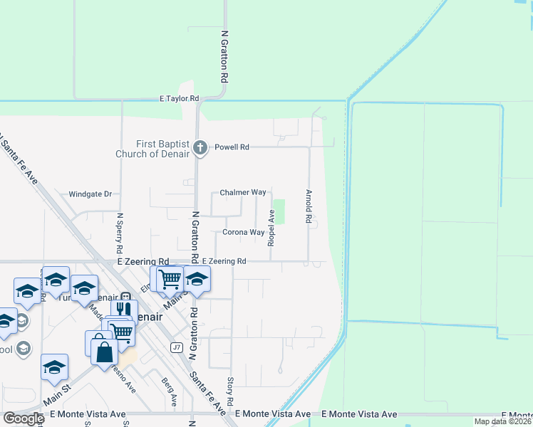 map of restaurants, bars, coffee shops, grocery stores, and more near in Denair