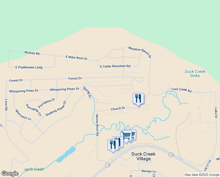 map of restaurants, bars, coffee shops, grocery stores, and more near 710 Whispering Pines Drive in Duck Creek Village