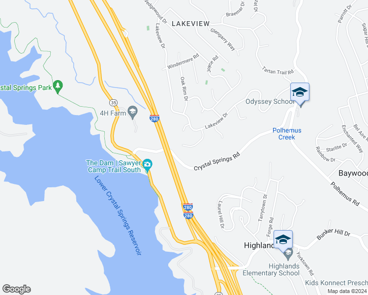 map of restaurants, bars, coffee shops, grocery stores, and more near 63 Berryessa Way in Hillsborough