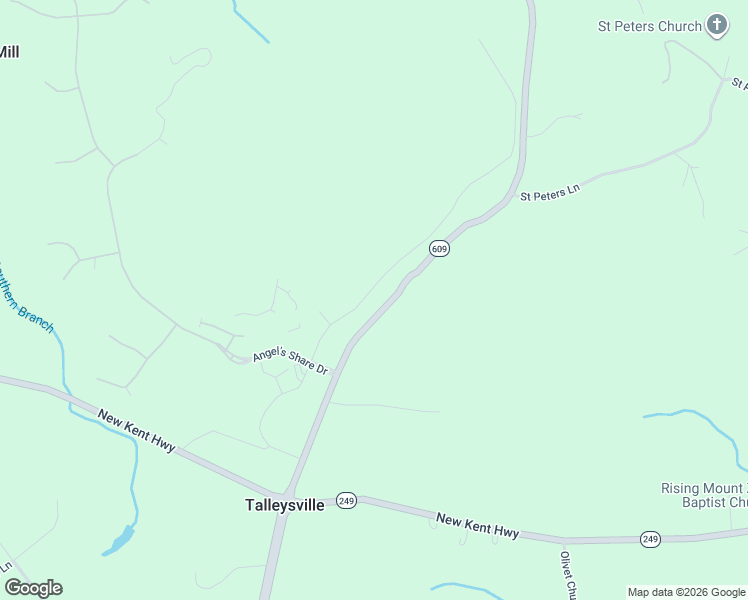 map of restaurants, bars, coffee shops, grocery stores, and more near 8557 Old Church Road in New Kent