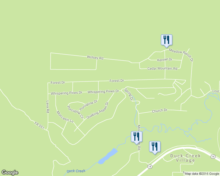 map of restaurants, bars, coffee shops, grocery stores, and more near 435 Whispering Pines Drive in Duck Creek Village