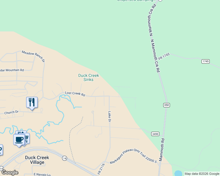 map of restaurants, bars, coffee shops, grocery stores, and more near 4120 North Bat Masterson in Duck Creek Village