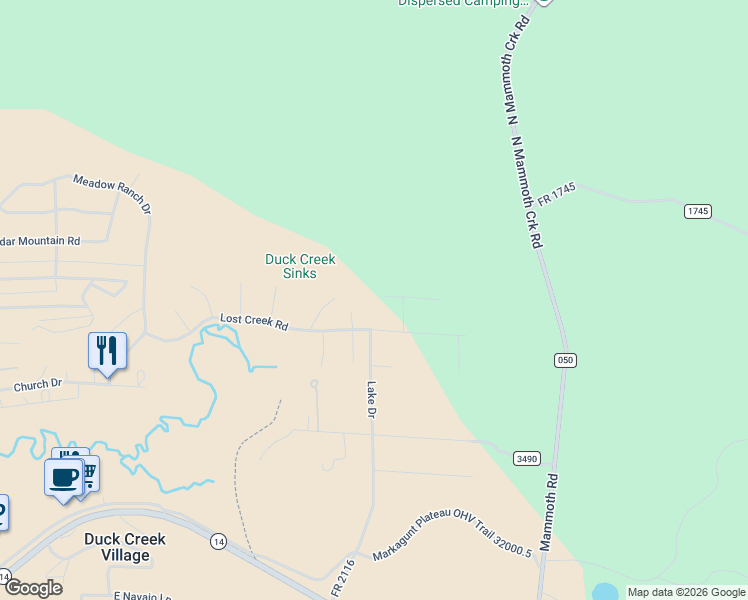 map of restaurants, bars, coffee shops, grocery stores, and more near 1410 Woodchuck Road in Duck Creek Village