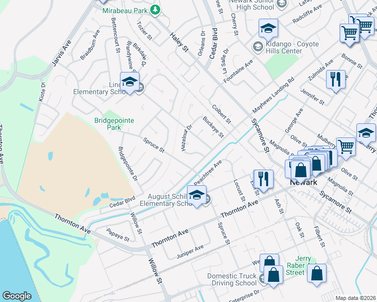 map of restaurants, bars, coffee shops, grocery stores, and more near 7921 Mayhews Landing Road in Newark