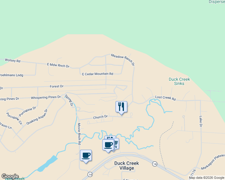 map of restaurants, bars, coffee shops, grocery stores, and more near 840 Whispering Pines Drive in Duck Creek Village
