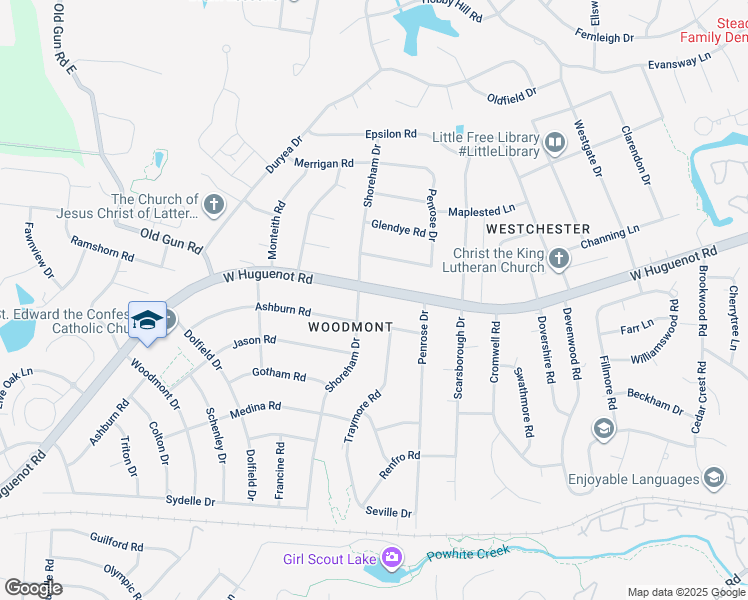 map of restaurants, bars, coffee shops, grocery stores, and more near 10241 West Huguenot Road in Richmond