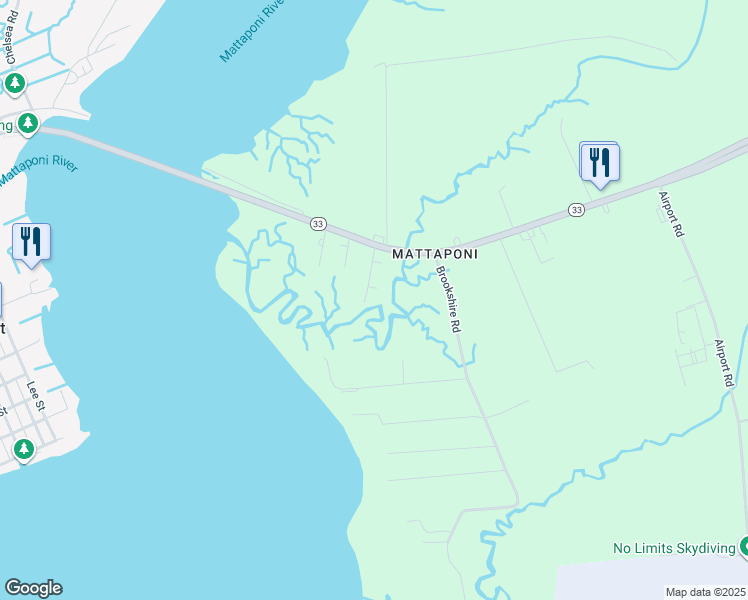 map of restaurants, bars, coffee shops, grocery stores, and more near Virginia Avenue in Mattaponi