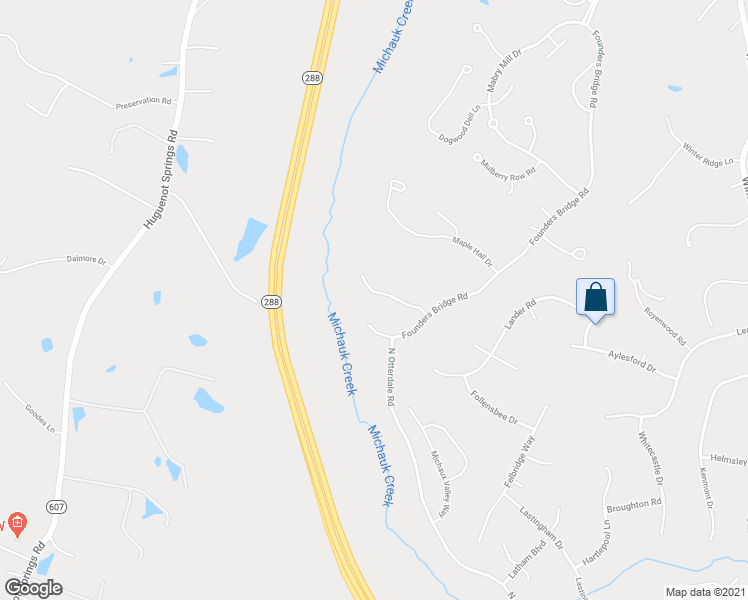 map of restaurants, bars, coffee shops, grocery stores, and more near 16133 Founders Bridge Terrace in Midlothian