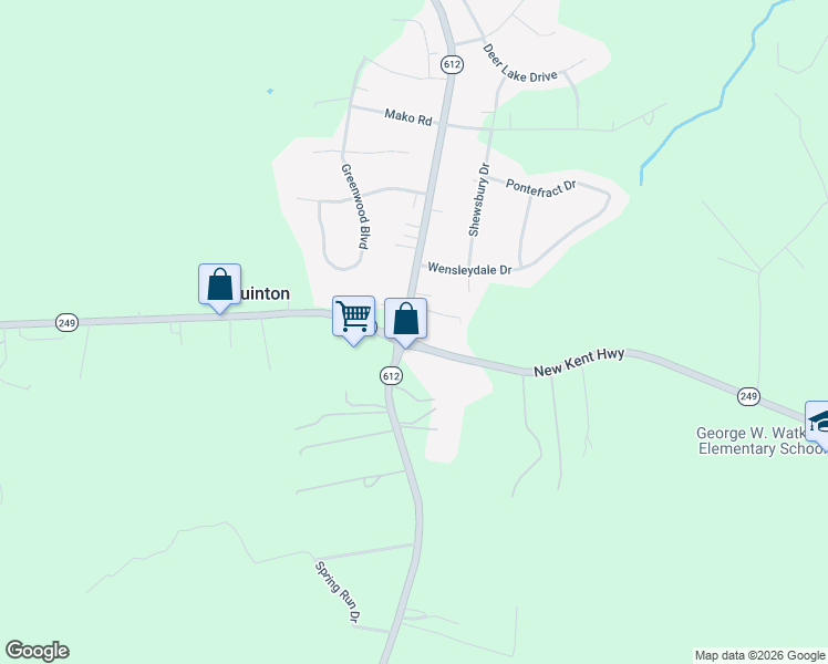 map of restaurants, bars, coffee shops, grocery stores, and more near 5700 New Kent Highway in Quinton