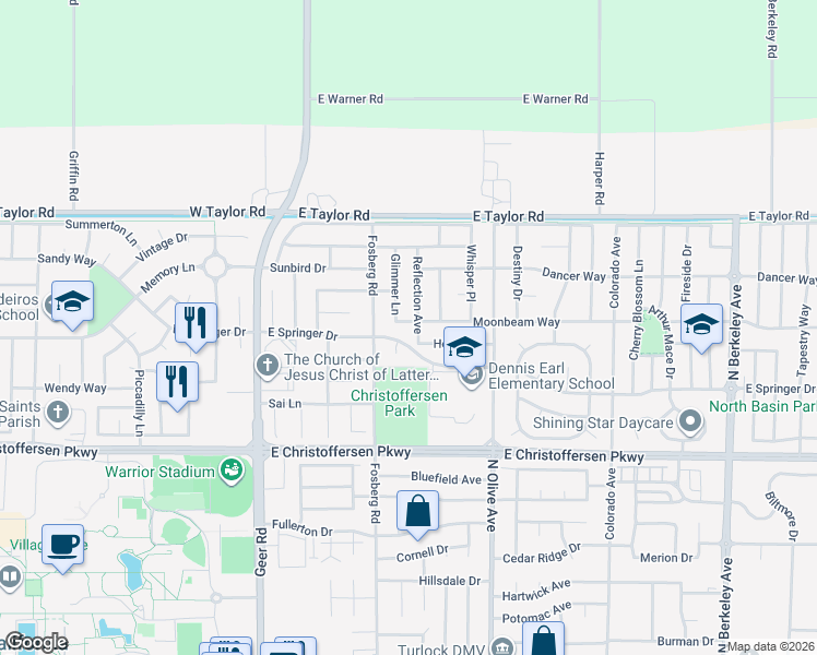 map of restaurants, bars, coffee shops, grocery stores, and more near in Turlock