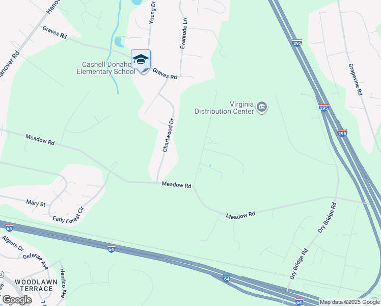 map of restaurants, bars, coffee shops, grocery stores, and more near 267 Boxwood Drive in Sandston