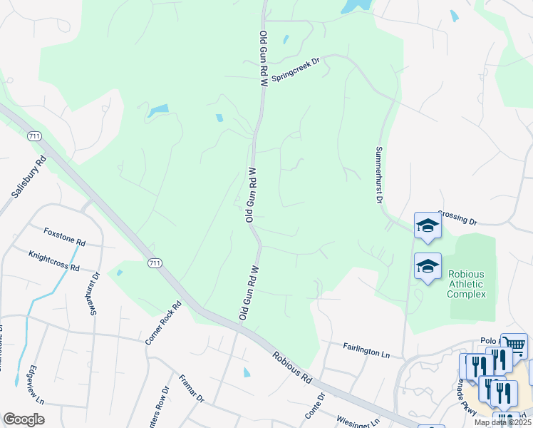 map of restaurants, bars, coffee shops, grocery stores, and more near 2921 Old Gun Road West in Midlothian