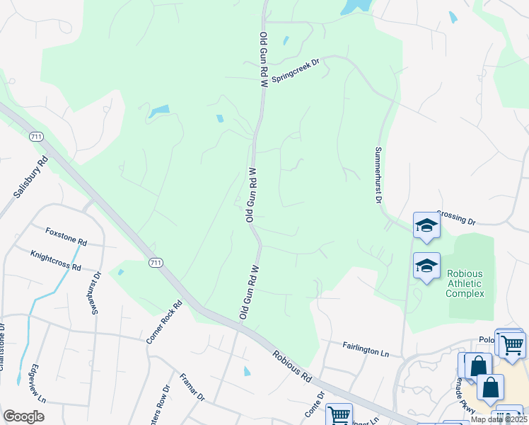 map of restaurants, bars, coffee shops, grocery stores, and more near 2921 Old Gun Road West in Midlothian