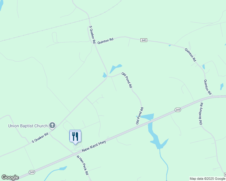 map of restaurants, bars, coffee shops, grocery stores, and more near 8803 South Quaker Road in Quinton