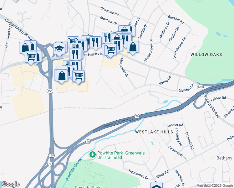 map of restaurants, bars, coffee shops, grocery stores, and more near 2507 Gravel Hill Road in Richmond